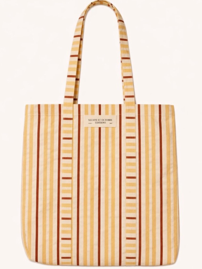 Sezane Yellow Striped Tote Bag New Nwt